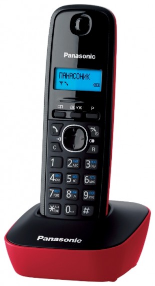 Телефон беспроводной Panasonic KX-TG1611RUR черно-красный