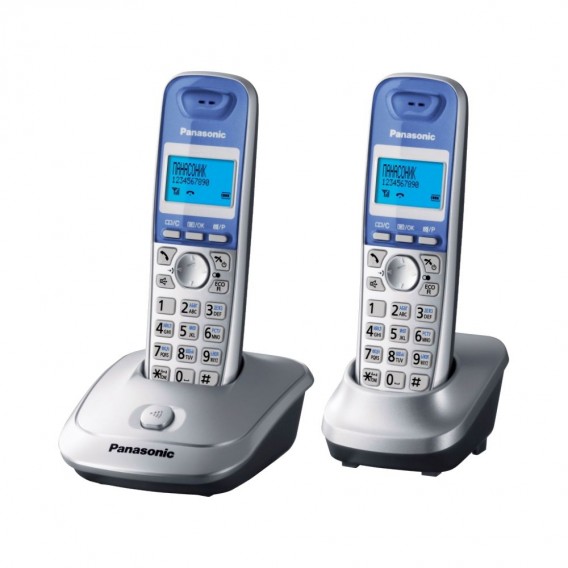Телефон беспроводной Panasonic KX-TG2512RUS (2 трубки) серебро