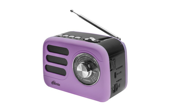 Радиоприемник Ritmix RPR-033 (Fm/BT/USB/microSD/акб.18650) лавандов(14х8х9,5см)