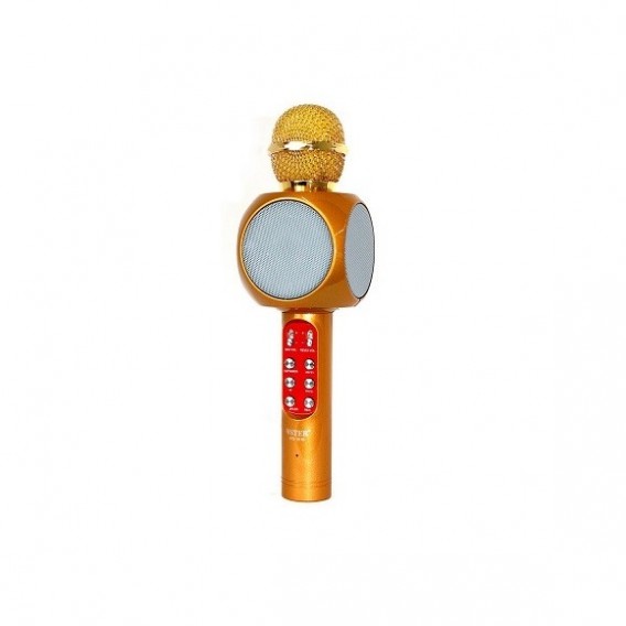 Микрофон со встр.колонкой для караоке (microSD, Bluetooth) WS-1816 золото