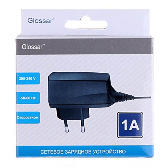 Адаптер сетевой с кабелем microUSB 1A Glossar (25473,9573)