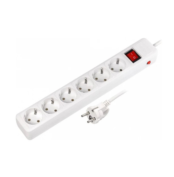 Сетевой фильтр Smartbuy белый (6 роз, 5м, 16А, 3500Вт, заземл.,) SBSP-6-50-W
