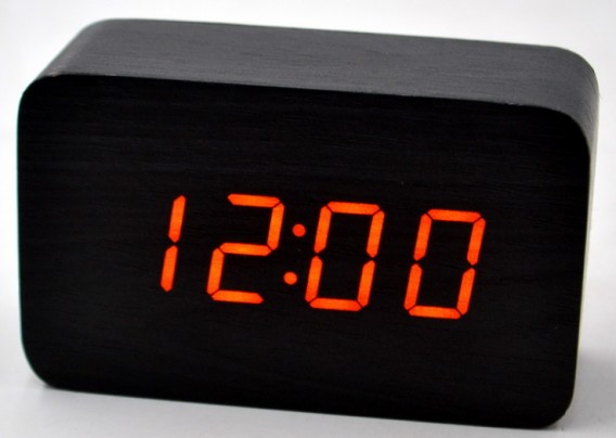 Часы настольные VST-863-1 крас.цифры, чер.корпус (дата, темп., будильник,3*ААА)