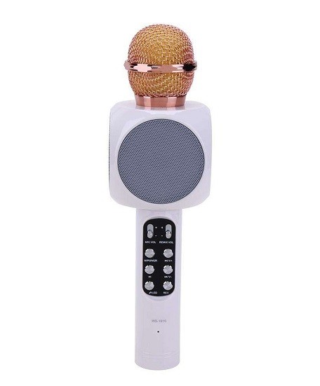 Микрофон со встр.колонкой для караоке (microSD, Bluetooth) WS-1816 белый