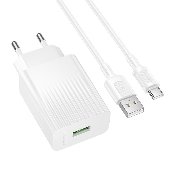 Адаптер сетевой с кабелем USB - Type-C 3A/18W QC3.0 Borofone BAS72A, белый