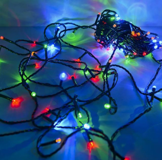 Гирлянда "Нить" 100LED, мульти 4цв., 10м, т-зел.шнур RL-110M Funray