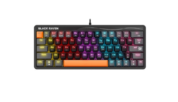 Клавиатура проводная Defender Black Raven GK-417 механ.,63кн.,RGB,USB чер45414