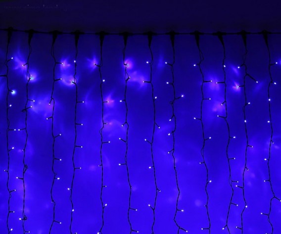 Уличная штора SH Lights 625 LED 2,5*1,5м синяя, черный шнур (OLDCL625-TB-E)
