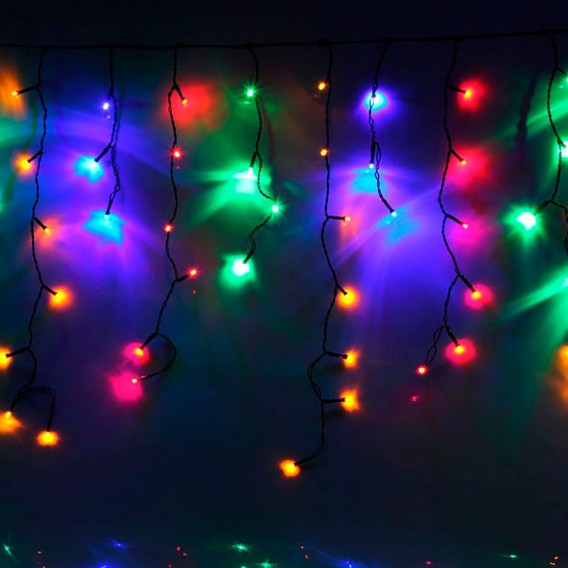 Уличная гирлянда "Бахрома" 100LED, 3х0,5m, разноцв, чер.шнур, соед., до -30