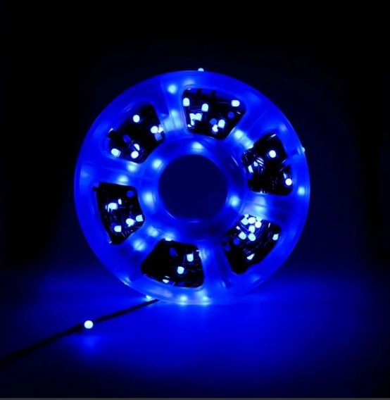 Уличная гирлянда "Нить" 500LED, 44м, синяя (грани), чер.шнур, 8 реж., до -30