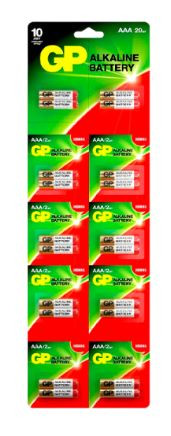 Батарейка GP LR03 Alkaline отрывной BL 20/160/960 (2*10)
