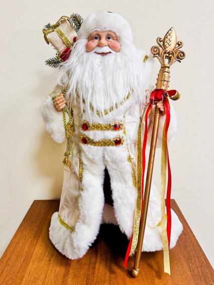 Фигура новогодняя "Дед Мороз" бел./золот., 46см