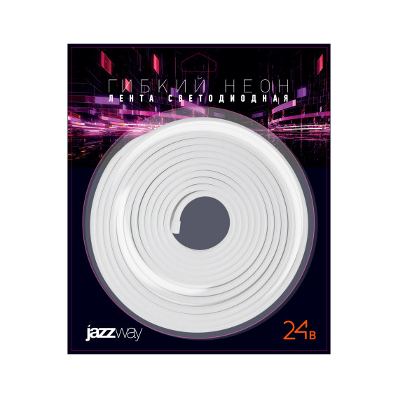 Гибкий НЕОН 24v PFN-02 2835/120, 12*6мм, белый 6500К IP65 Jazzway (5метров)