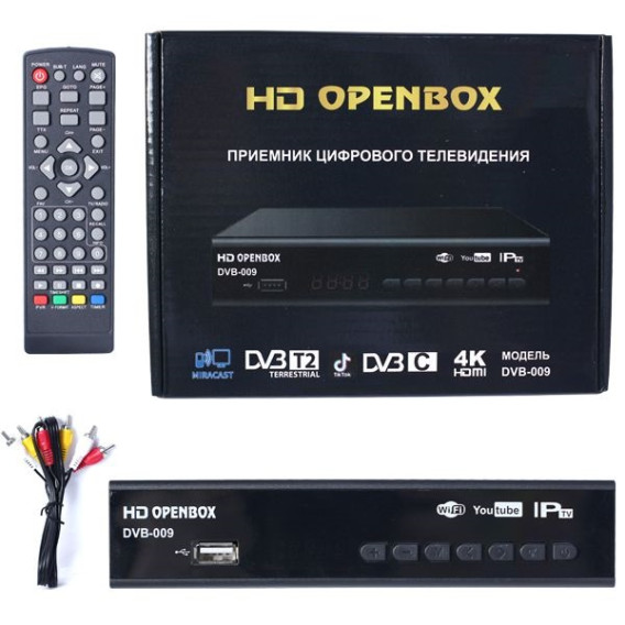 РЕСИВЕР ЦИФРОВОЙ DVB-T2/C HD Openbox M5 (USB, HDMI, RCA,мет.,дисп.,б/б)