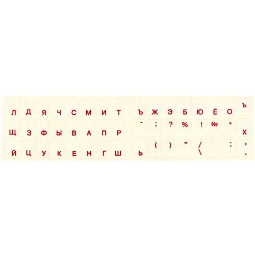 Наклейка-шрифт для клавиатуры SF-01R, русский шрифт, крас.цв. на прозр.фоне