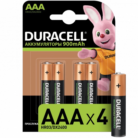 Аккумулятор Duracell R03 850/900mAh NiMH BL 4/40 предзаряженный