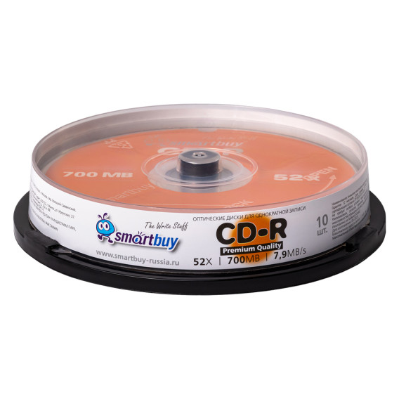 Диск CD-R SmartBuy 700Mb 52x Cake box /10