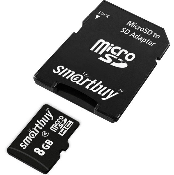 Карта памяти microSDHC SmartBuy 8Gb Class 4 с адаптером
