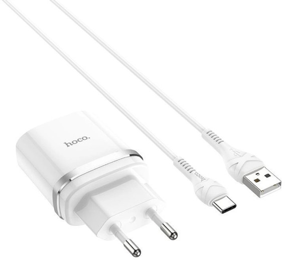 Адаптер сетевой с кабелем USB - Type-C 3A/18W QC3.0 Hoco C12Q, белый
