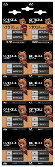 Батарейка Opticell LR6 Simply отрывной BL 20/200 (2*10)