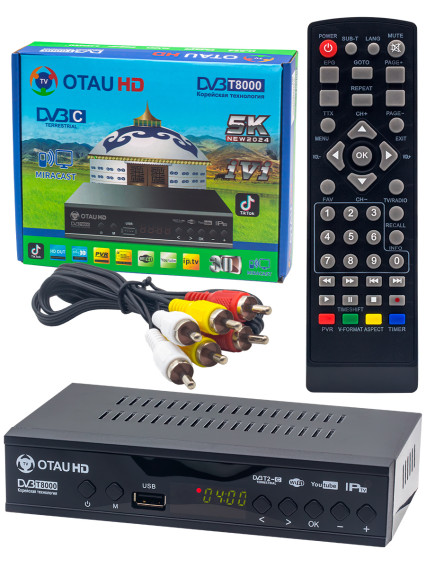 РЕСИВЕР ЦИФРОВОЙ DVB-T2/C HD Otau T8000 (USB, HDMI, RCA, металл, диспл, б/б)