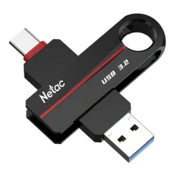 Флэш-диск Netac 128GB USB 3.2 US18 Dual (USB3.0/3.2+Type C) черный