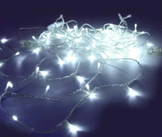 Гирлянда "Нить" 200LED, белая 9м прозр.шнур, 8 реж.