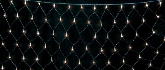 Гирлянда - сетка 320 LED белая, 3х2м прозр. шнур