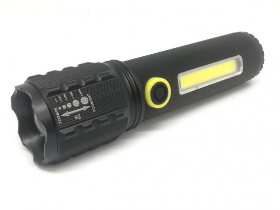 Фонарь аккум.ручной 3W+COB, Zoom (microUSB) 9см,чер, зел. пласт. упак. (BL-C61)