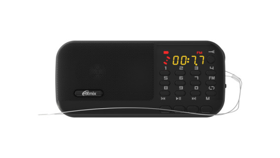 Радиоприемник Ritmix RPR-007 (Fm/USB/microSD/акб.2*18650) черный (13,4х3,5х6см)