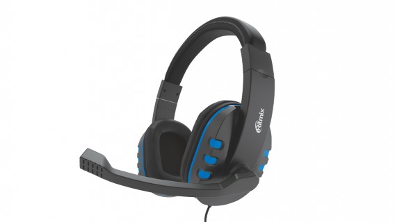 Гарнитура Ritmix RH-555М Gaming Blue черно-синяя (полноразм./3,5*2/L=1,8м)