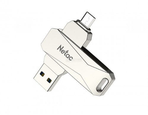 Флэш-диск Netac 128GB USB 3.0 U381 Dual (USB3.0+microUSB) серебристый