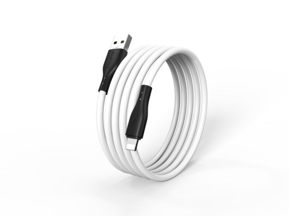 Кабель USB - lightning 1м SmartBuy S21  2,4А/12W, силикон, белый iK-512-S21bw