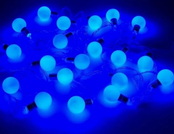 Гирлянда "Нить. Шарики матовые" 20LED, синяя, 4,8м, прозр.шнур