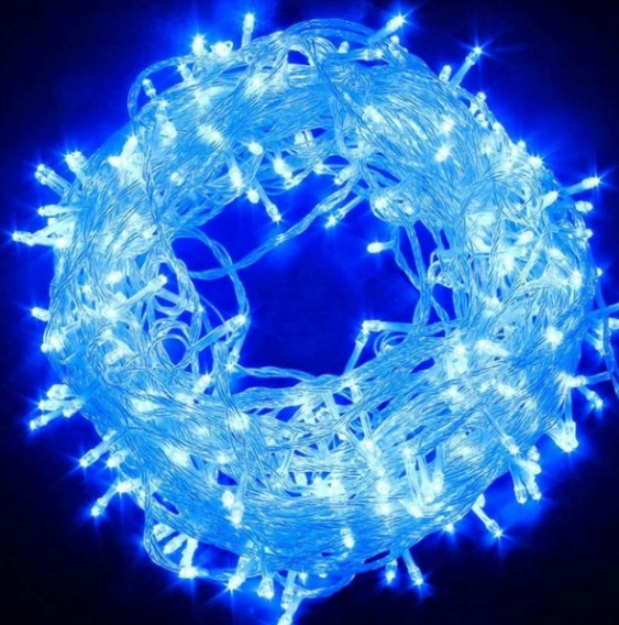 Гирлянда "Нить" 400LED, синяя, 18м, прозр.шнур, 8 реж.