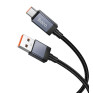 Кабель USB - Type-C Hoco X118 1м 5А 100W нейлон (отображ.мощ.заряд.)
