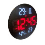 Часы настенные электронные JH2560 крас., D=25см (дата,темп,влаж,нед,220V+2032)