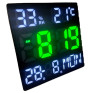 Часы настенные электронные JH2301 зел., 23*23см (дата,темп,влаж,нед,220V+2032)