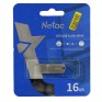Флэш-диск Netac 16GB USB 3.0 U785С Dual (USB+TypeC) серебристый