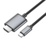 Кабель HDМI - Type-C (шт/шт) 2м, 4К, 30 Гц Hoco UA27, серый металл