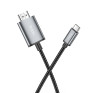 Кабель HDМI - Type-C (шт/шт) 2м, 4К, 30 Гц Hoco UA27, серый металл