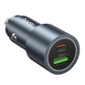 Адаптер автомобильный USB + Type-C 3А QC3.0 18W + PD30W Hoco Z60 серый металл