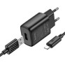 Адаптер сетевой с кабелем USB - lightning 2.4A/12W Hoco C134A, черный