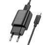 Адаптер сетевой с кабелем USB - Type-C 2.4A/12W Hoco C134A, черный