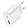 Адаптер сетевой Type-C + USB PD20W / QC3.0 Hoco C109A, белый