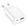 Адаптер сетевой Type-C + USB PD20W / QC3.0 Hoco C109A, белый