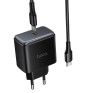 Адаптер сетевой с кабелем Type-C - Type-C PD65W Hoco C159A, черный