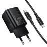 Адаптер сетевой с кабелем Type-C - Type-C PD30W + USB QC3.0 Borofone BAS85A, черный