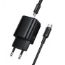 Адаптер сетевой с кабелем Type-C - Type-C PD30W + USB QC3.0 Borofone BAS85A, черный