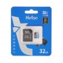 Карта памяти microSDHC Netac 32Gb P500 Class 10 UHS-1 90MB/s с адапт